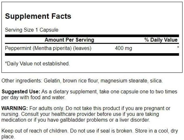 Swanson Full Spectrum Peppermint Leaf 400 Milligrams 120 Capsules Swanson Full Spectrum Peppermint Leaf 400 Milligrams 120 Capsules