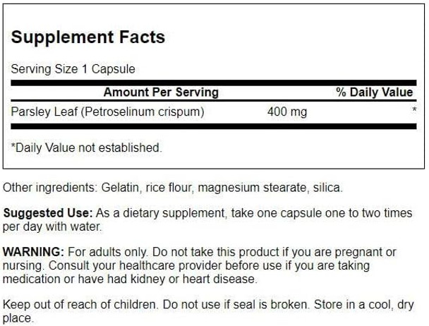 Swanson Full-Spectrum Parsley Leaf Extract - Herbal Supplement Promoting Digestive Health - Natural Formula Supporting GI Tract Health - (60 Capsules 400mg Each) (2 Pack)
