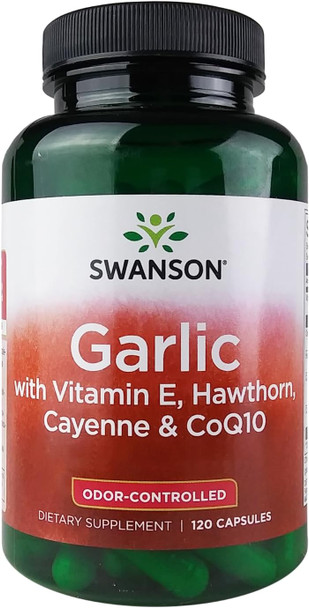 Swanson Garlic with Vitamin E Hawthorn Berry & Cayenne 120 Capsules