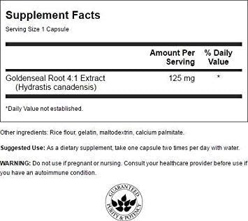 Swanson Goldenseal Root 125 Milligrams 100 Capsules
