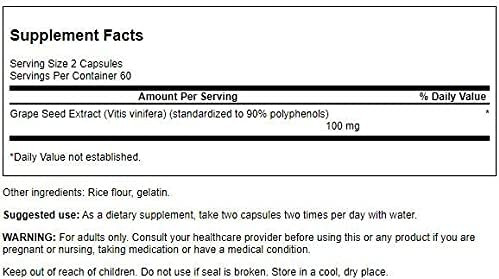 Swanson Grape Seed Extract (Standardized) 50 Milligrams 120 Capsules (2 Pack)