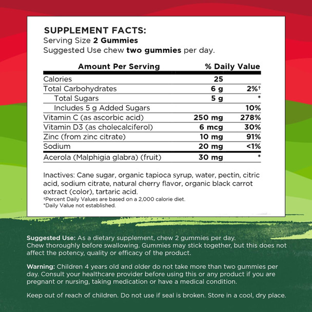 Swanson Immune Boost Gummies with Acerola Zinc Vitamin C and D - 60 Cherry Gummies - Supplement for a Healthy Immune System