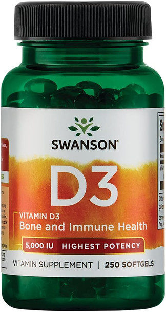 Swanson Immune Health Bundle: Olive Leaf - Turkey Tail Mushroom - Vitamin D3 - Vitamin C w/Rose HIPS