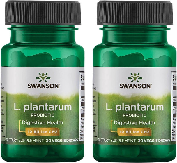 Swanson L. Plantarum - Digestive Supplement Promoting Gastrointestinal Balance & Bowel Regularity - Natural Formula to Help Reduce Bloating - (30 Veggie Capsules) 2 Pack
