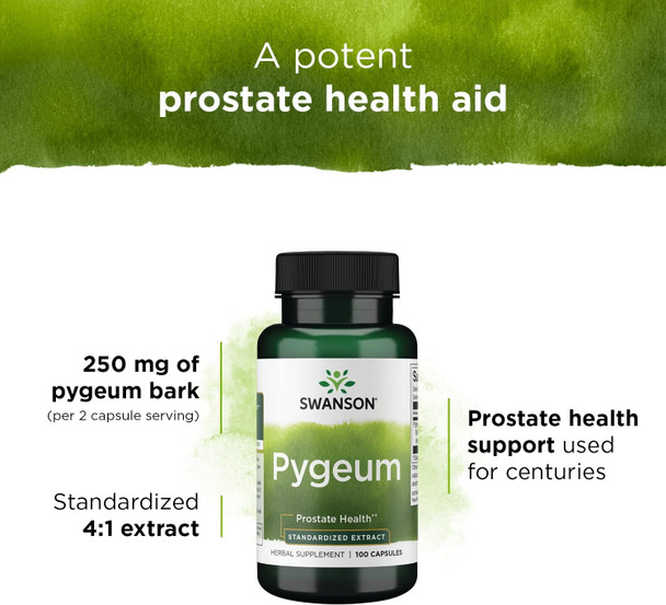 Swanson Pygeum - Herbal Supplement Promoting Male Prostate Health Bladder and Urinary Tract Health Support - Mens Health Supplement - (100 Capsules 125mg Each)