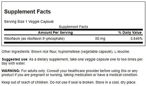 Swanson R 5 P (Riboflavin 5 Phosphate)  Vitamin B2 Supplement Promoting Energy Metabolism and  Vision Health  Natural Wellness Formula  (60 Capsules)