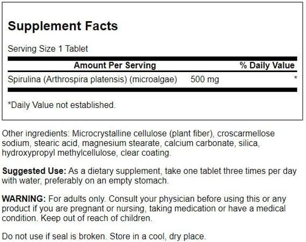 Swanson Spirulina 500 Milligrams 360 Tabs 2 Bottles