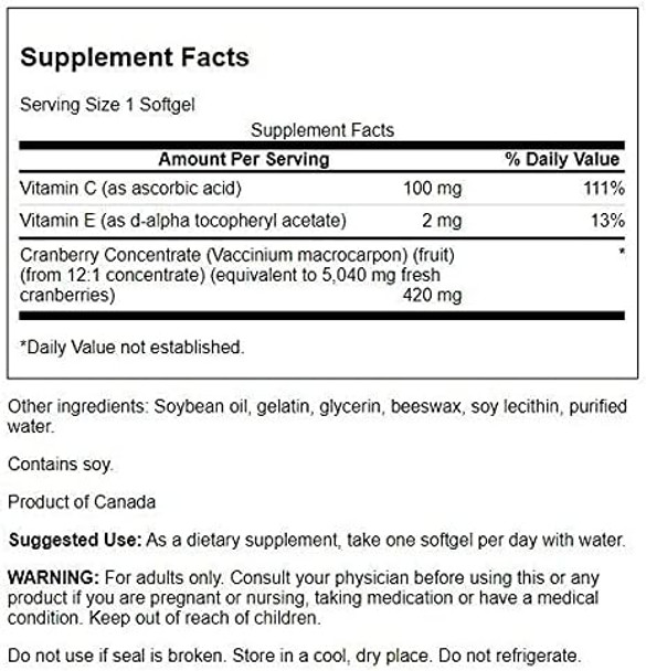 Swanson Super Strength Cranberry Whole Fruit Concentrate 420 Milligrams 60 Sgels (2 Pack)