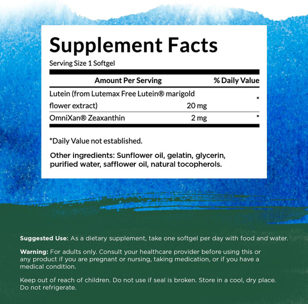 Swanson Synergistic Eye Health - Lutein and Zeaxanthin Supplement - 60 Softgels - Lutemax Lutein 20 mg and OmniXan Zeaxanthin 2 mg for Vision Support
