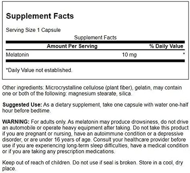 Swanson Triple Strength Melatonin - Natural Sleep Support for Disrupted Sleep Cycles - (60 Capsules 10mg Each) 2 Pack
