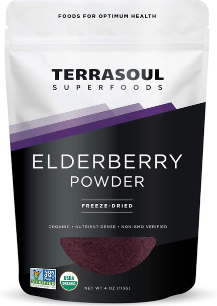 Terrasoul Superfoods Organic Elderberry Powder 4 Oz - ze-Dried