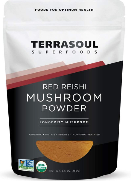 Terrasoul Superfoods Organic Reishi Mushroom Powder (4:1 Extract) 5.5 Oz Immune Support Stress Relief Better Sleep Embrace The Power of Adaptogenic Mushrooms
