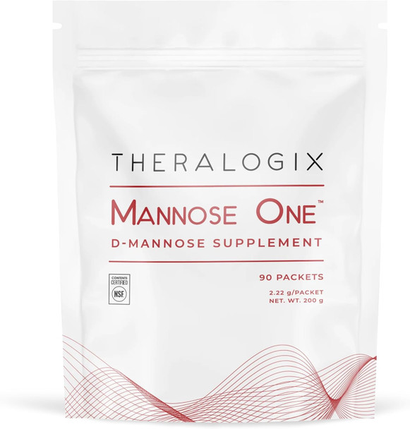 Theralogix Mannose One D-Mannose Powder - 90-Day Supply - Supports Urinary Tract Health with 2000 mg D-Mannose - NSF - 90 Packets