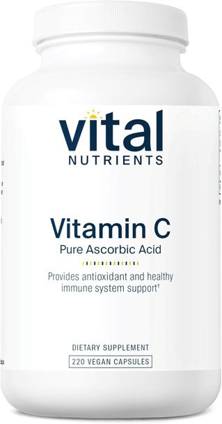 Vital Nutrients Vitamin C 1000mg (100% Pure Ascorbic Acid) | Vegan Antioxidant Supplement for Immune Support and Iron Absorption | Gluten Dairy and Soy | Non-GMO | 220 Capsules