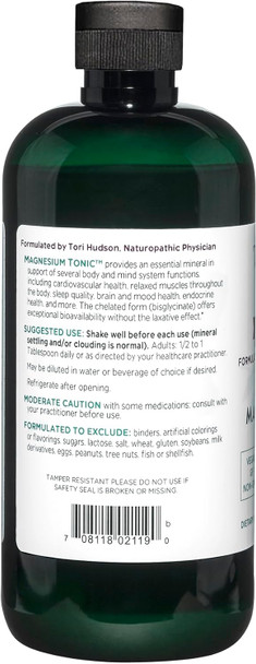 Vitanica Magnesium Tonic Liquid Magnesium Bisglycinate Chelate 300 mg with Vitamin B6 Dr Formulated Supplement Orange Flavor Vegan Gluten and Non-GMO16 fl oz
