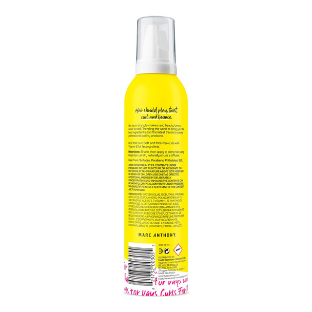 Marc Anthony Strictly Curl Enhancing Styling Foam , Extra Hold - Vitamin E & Silk Proteins Transforms Frizzy Hair to Full , Shiny , Defined Curls - Sulfate-Free Anti-Frizz Mousse