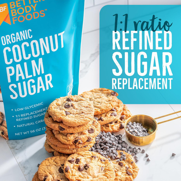 Betterbody Foods Organic Coconut Palm Sugar Gluten- Non-GMO Low Glycemic Sugar Substitute 3.5 lbs 56 ounces