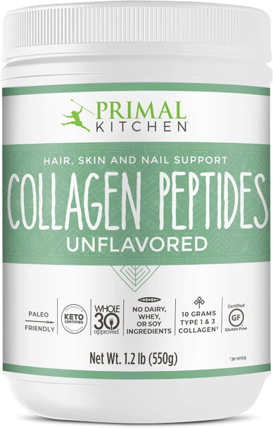 Primal Kitchen Collagen Peptides Unflavored Collagen Powder 1.2 Pounds & Orgain Organic Greens Powder + 50 Superfoods Berry - 1 Billion Probiotics For Gut Health