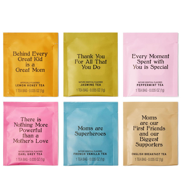 Thoughtfully Gourmet Best Mom Ever Tea Set Tea Sampler Includes 6 Flavors of Tea with Inspirational Quotes Great s for Mom Set of 90