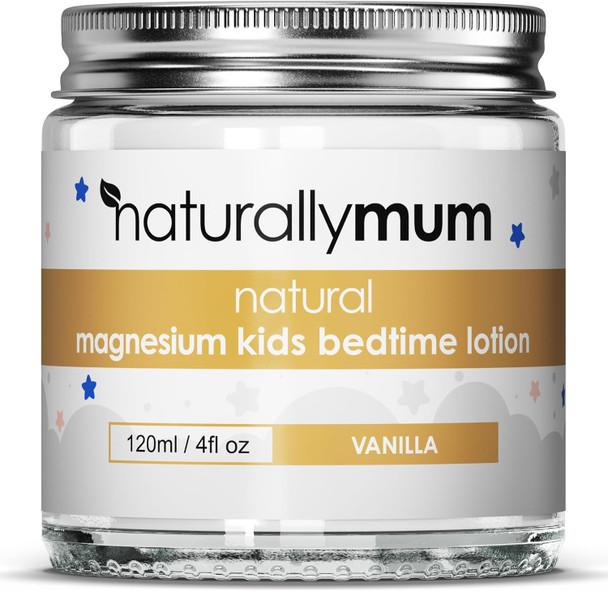 ‎Naturallymum NaturallyMum Kids Magnesium Bedtime Lotion | Support for Sleep Heart Bone Nerve Gut and Muscle Health | Alternative to Melatonin | Topical Cream Safe for Kids | Vanilla | 4.2 fl oz