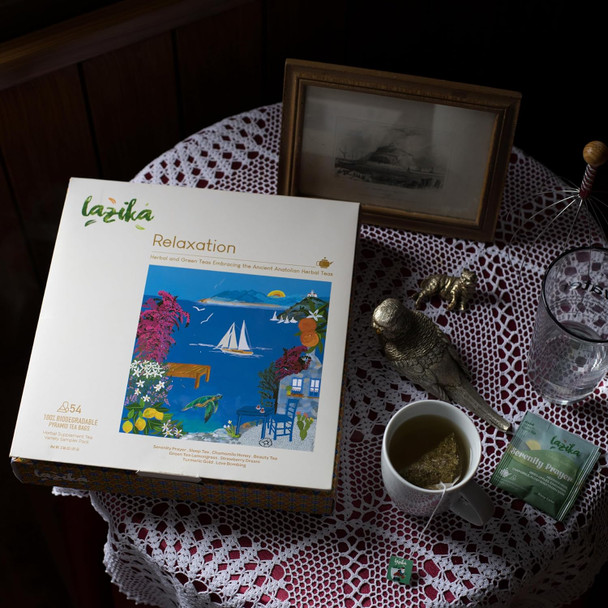 Lazi̇ka Lazika Herbal Tea Variety Pack Relaxation Tea Assortment Tea Sampler Set Assorted Tea Variety Pack with Pyramid Tea Bags Herbal Teas Tea Set 54 Counts