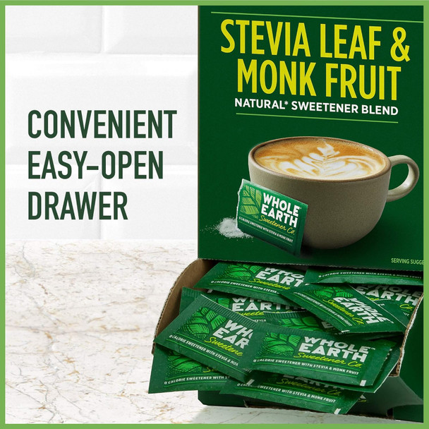 Whole Earth Sweetener Co. Whole Earth Stevia & Monk Fruit Sweetener Bundle (400 Count Packets + 9.8 Ounce Jar)