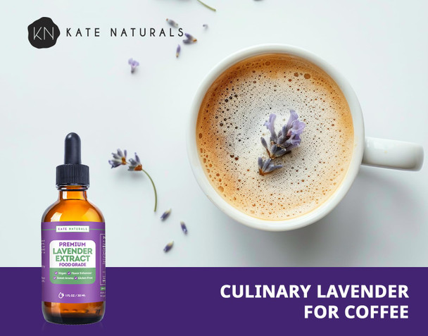 Kate Naturals Lavender Extract For Baking Drinks Coffee Lattes. Food Grade Lavender Oil For Flavoring & Cooking (1Oz Sugar ) Kate Naturals Lavender Extract For Baking Drinks Coffee Lattes. Food Grade Lavender Oil For Flavoring & Cooking (1Oz Sugar )