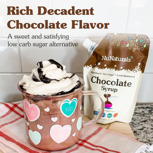 Nunaturals Stevia Syrup Sugar- Sweetener Plant-Based Sugar Substitute Zero Calorie Sugar- Syrup Chocolate 6.6oz (3-Pack)