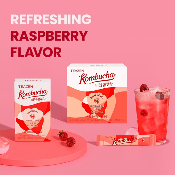 Teazen Kombucha Raspberry Flavor Variety Pack Raspberry Drink Mix 10 Sticks & 30 Sticks (40 Sticks)