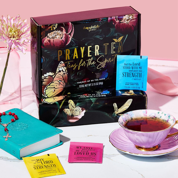 Thoughtfully Gourmet Tea Affirmations Christian Prayer Set Includes 6 Flavours of Tea with Bible Verses from Psalms and Other Books to Rejoice Pack of 90