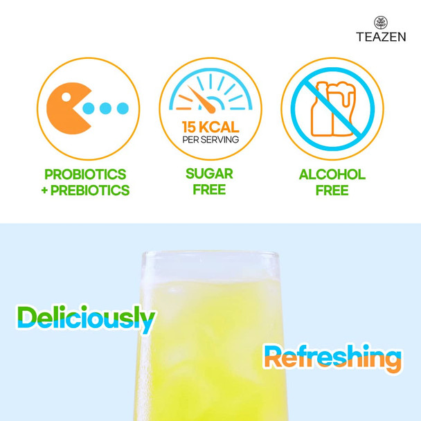 Teazen Kombucha Pineapple Flavor 2 Pack with Classic Eco Bottle (Kombucha Powder 20 Sticks Eco Bottle 1EA x 11.8oz)