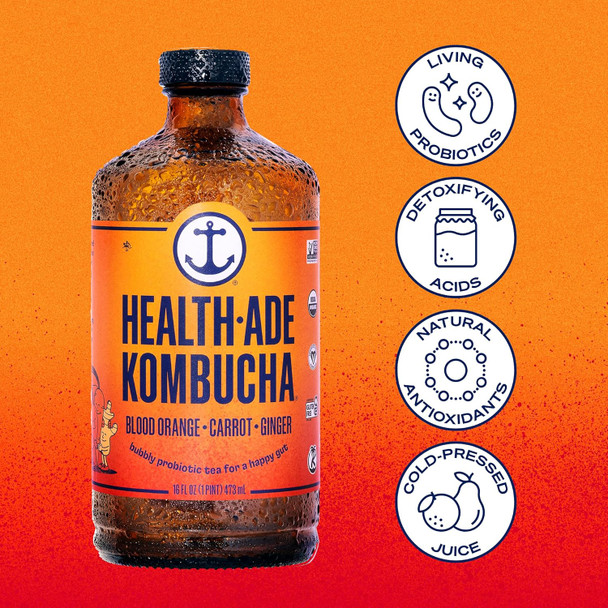 Health-Ade Blood Orange-Carrot-Ginger Organic Kombucha 16oz