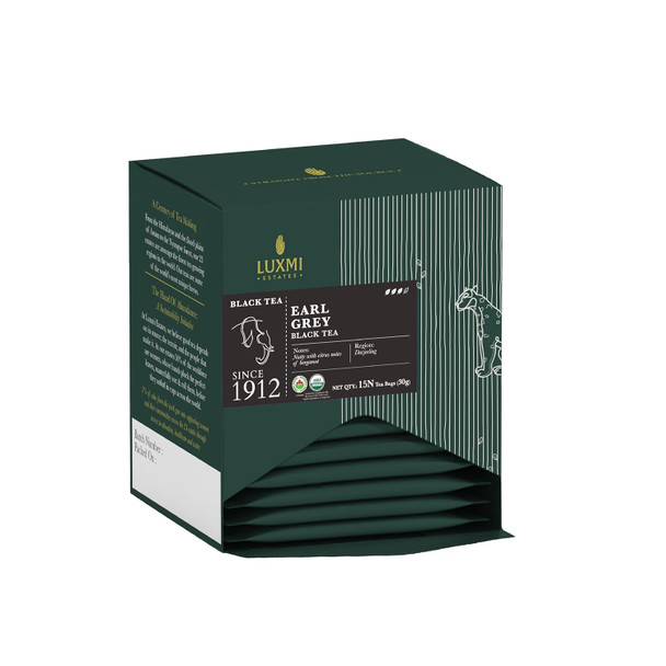 Luxmi Estates - Garo Hills - Organic Earl Grey Tea - 90 Tea Bags (15ct x 6pack) | With Refreshing Essence of Bergamot and Other Spices