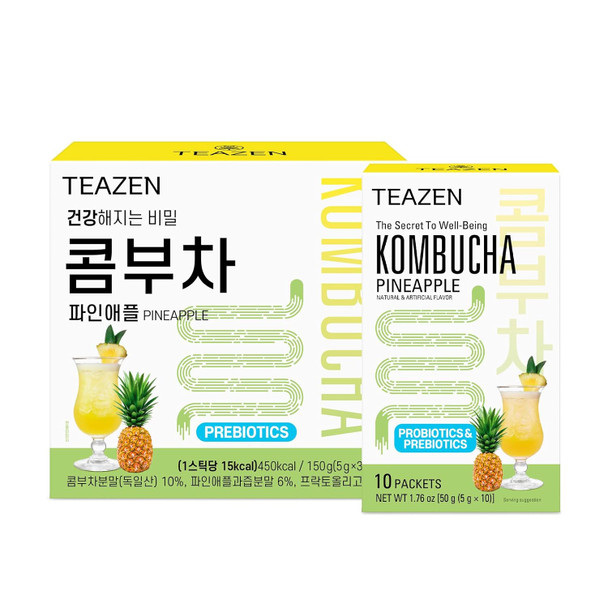 Teazen Kombucha Pineapple Flavor Variety Pack Pineapple Drink Mix 10 Sticks & 30 Sticks (40 Sticks)