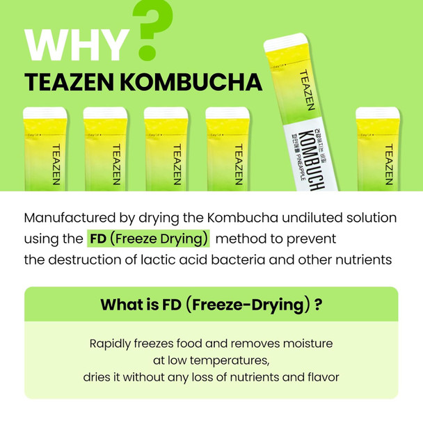 Teazen Kombucha Pineapple Flavor Variety Pack Pineapple Drink Mix 10 Sticks & 30 Sticks (40 Sticks)