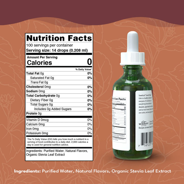 Sweetleaf Stevia Sweet Drops Cola - Liquid Stevia Drops Sweetener Zero Calorie Non-GMO Flavored Stevia Liquid Sugar Substitute for Sugar- Sodas Mixed Drinks 2 Fl Oz