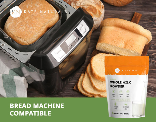 Kate Naturals Dry Whole Milk Powder For Baking And Coffee (12Oz) Dried Powdered Milk For Adults. Rbst-. Substitute For Liquid Milk. Milk Whole Powder For Milkshakes. Made In Usa.