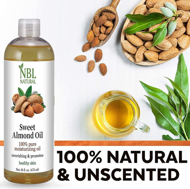 Nbl Natural NBL Natural Sweet Almond Oil for Skin/Hair and Body Massage 473 ml 2-Pieces
