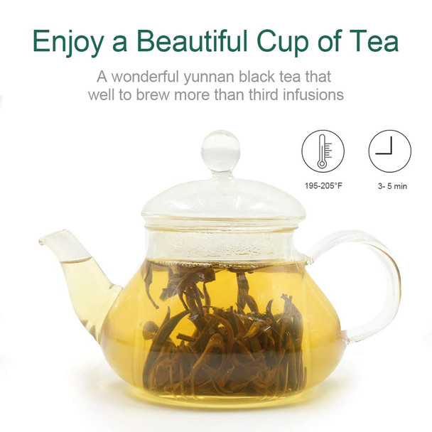 Fullchea - Imperial Golden Monkey Tea - Yunnan Black Tea Loose Leaf - Chinese Yunnan Pure Gold Tea - Naturally with Roasted Nuts Flavor - Health Tea - 4oz / 113g