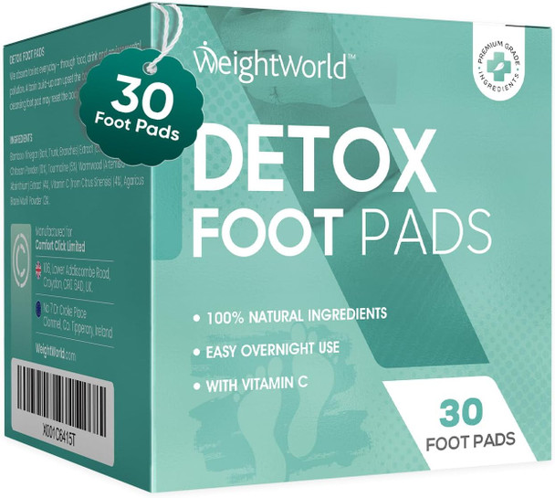 ‎Weightworld WeightWorld Detox Foot Patches (Pack of 30) - 100% Natural Foot Detox Pads to Remove Toxins - Safe & Skin-Friendly - Deep Cleansing Foot Pads with Benefits of VIT C & Bamboo Vinegar - Made in The UK