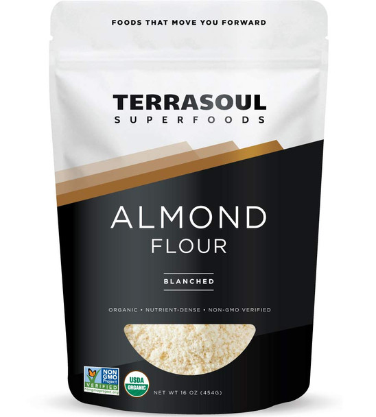 Terrasoul Superfoods Organic Almond Flour 1 Lb - Fine Texture | Grain- | Gluten- | Perfect for Keto Baking