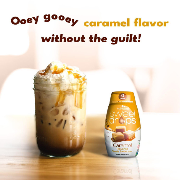 Sweetleaf Stevia Liquid Variety 6-Pack – Caramel Chocolate Vanilla Sweet Drops 1.7 Oz Ea + Peach Mango Lemon Lime & Mixed Berry Water Drops 1.62 Oz Ea