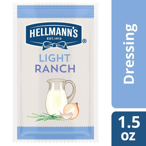 Hellmann'S Light Ranch Salad Dressing Portion Control Sachets Gluten No Artificial Flavors added MSG or High Fructose Corn Syrup 1.5 oz Pack of 102