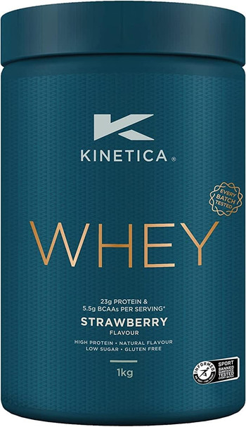 ‎Kinetica Kinetica Protein Powder Strawberry 1Kg 23G Protein Per Serving 33 Servings Whey Protein From EU Grass-Fed Cows Excellent Mixability & Taste