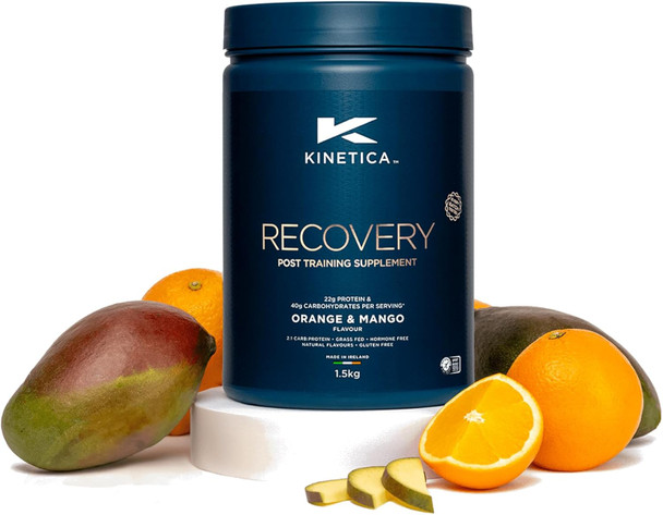 ‎Kinetica Kinetica Recovery Powder Post Exercise Hydration MUScle Repair And Energy Store Replenisher 20 Servings Orange And Mango 1.5Kg