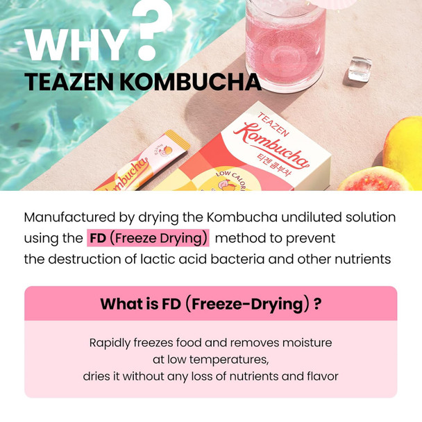 Teazen Kombucha Mango Guava Flavor Variety Pack with Special Eco Bottle (Kombucha Powder 40 Sticks Eco Bottle 1EA x 11.8oz)