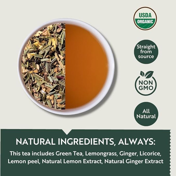 Luxmi Estates - Citrus Sky - Organic Lemongrass Tea - 90 Tea Bags (15ct x 6pack) | Wth Lemongrass Ginger Darjeeling Green Tea and more | Beautifully Aromatic and Relaxing Tea