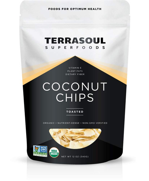 Terrasoul Superfoods Organic Toasted Coconut Chips 12 Oz - Unsweetened | Unsalted | Perfectly Toasted Flakes