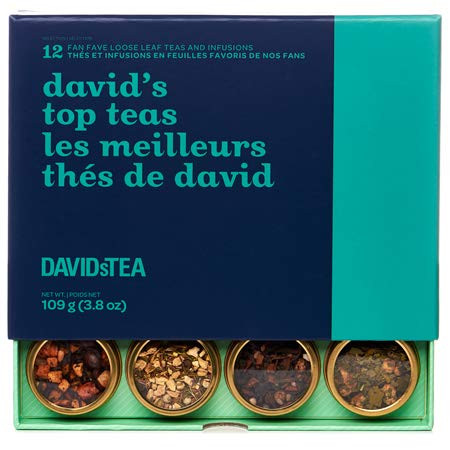 Davidstea David’s Top Teas Sampler Loose Leaf Tea Set Assortment of 12 Fan Favourite Teas 109 g / 3.8 oz