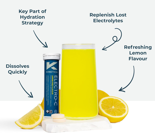 ‎Kinetica Kinetica Electro-C Lemon Flavour Electrolytes Rehydration Drink Tablets 12 Pack